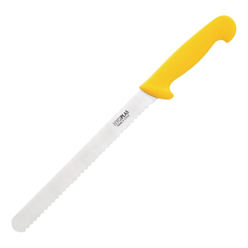 Couteau  à trancher denté  Hygiplas jaune  25cm